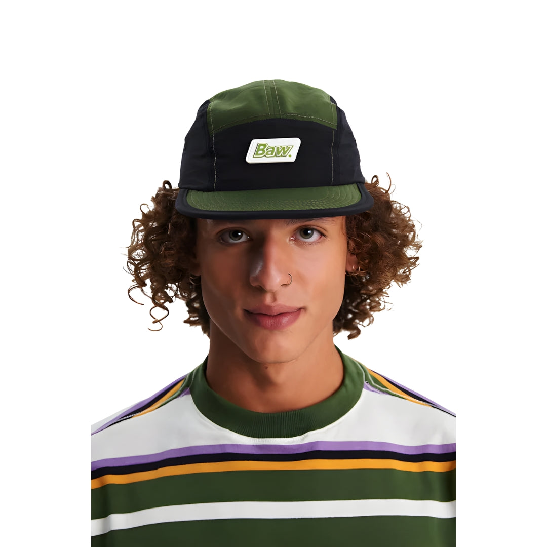 Boné BAW - Five Panel ColorBlock Energy - Preto/Verde Militar