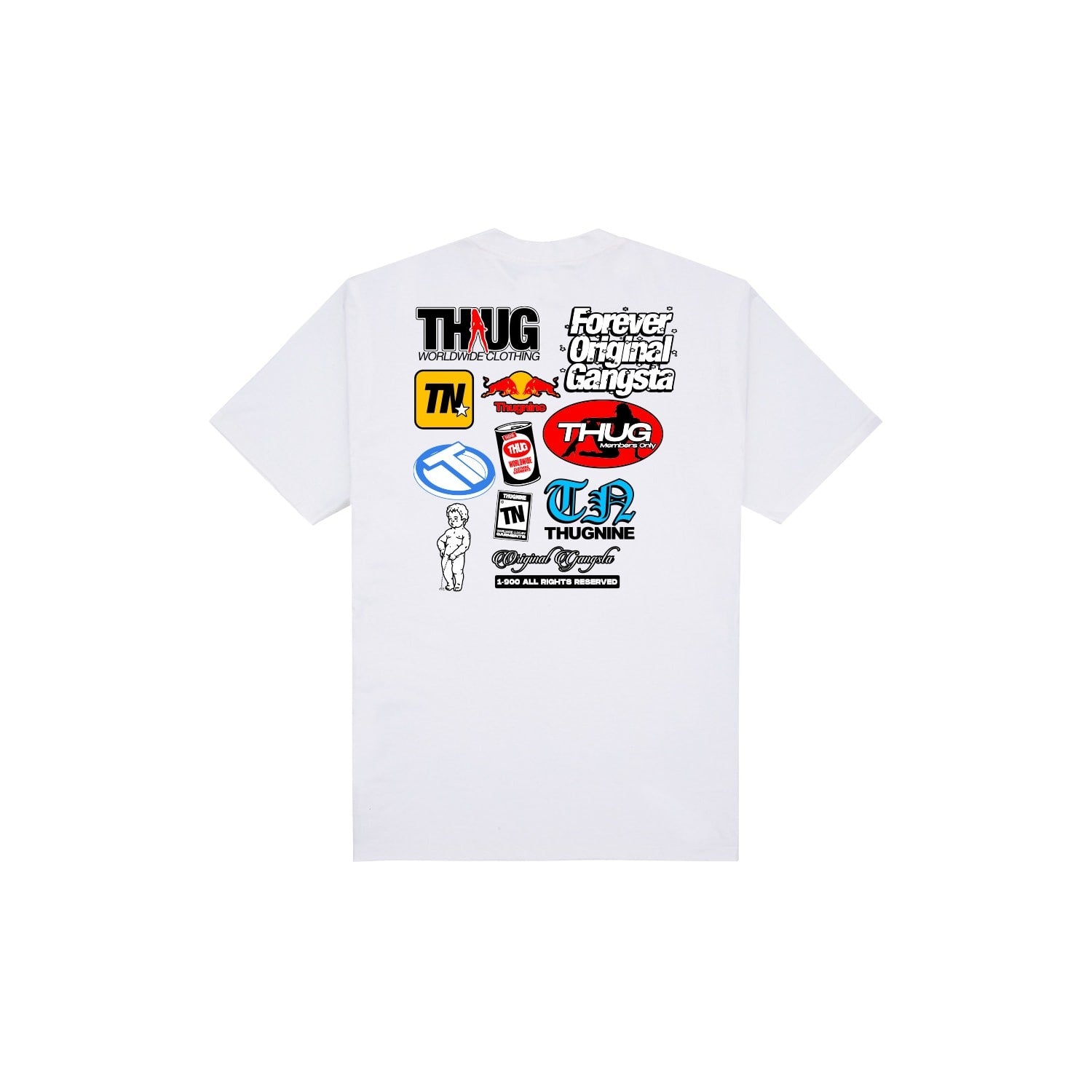Camiseta Thug Nine - Sticker - Branco