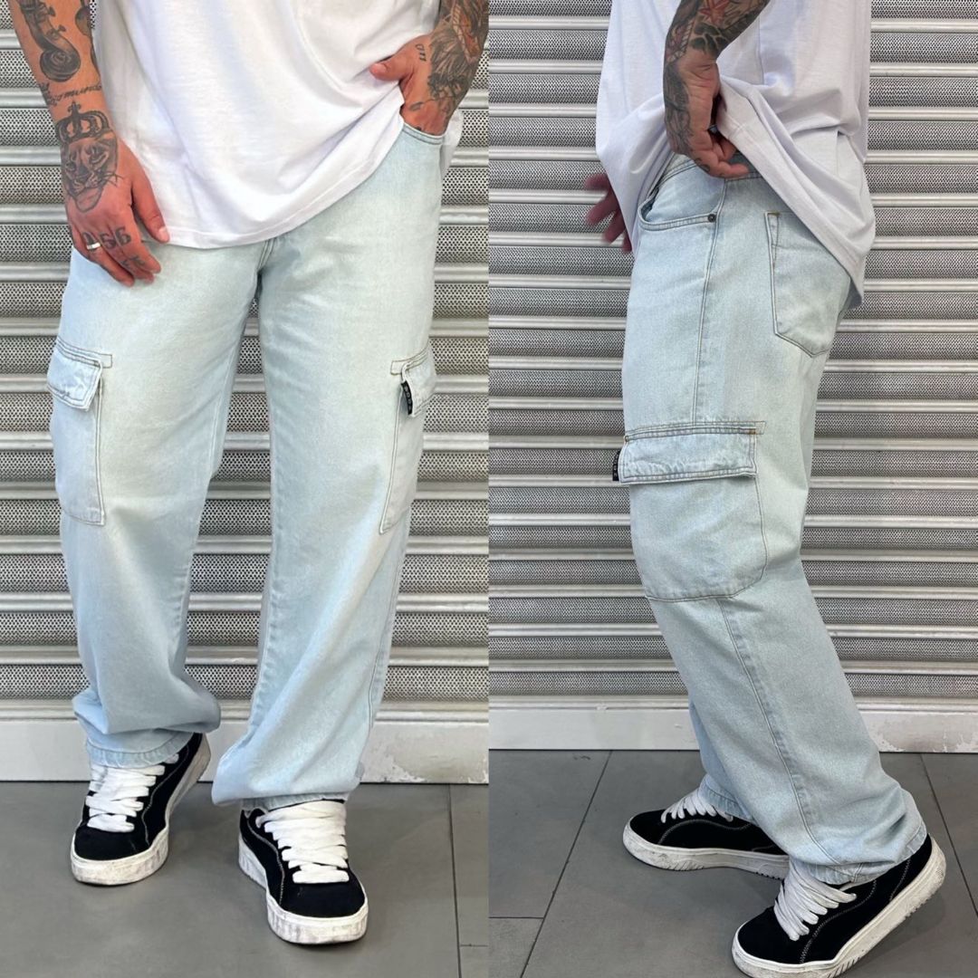 Calça DGN - Street Cargo - Jeans Claro