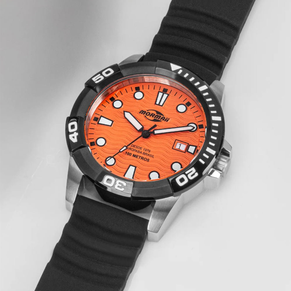 Relógio Mormaii Steel Basic Preto/Laranja - MO2317AK/2L
