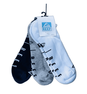 Kit C/3 Meias Reef - Atoalhada - Branco/Marinho/Cinza (Cano Baixo)