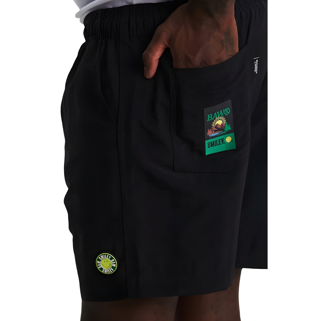 Short BAW - Beach Sun BAW x Smiley - Preto