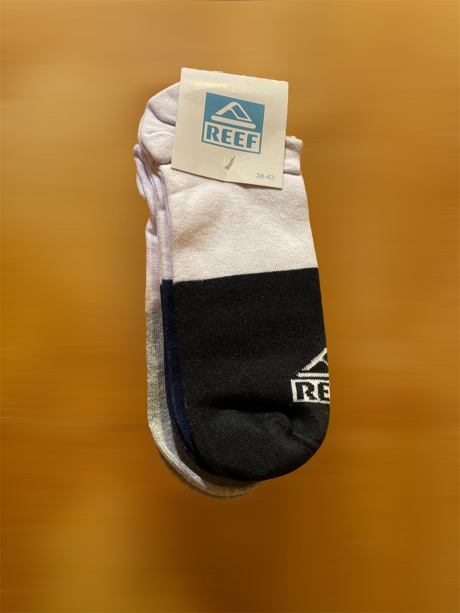 Kit C/3 Meias Reef - Lisa Bicolor - Preto/Cinza/Marinho (Cano Baixo)