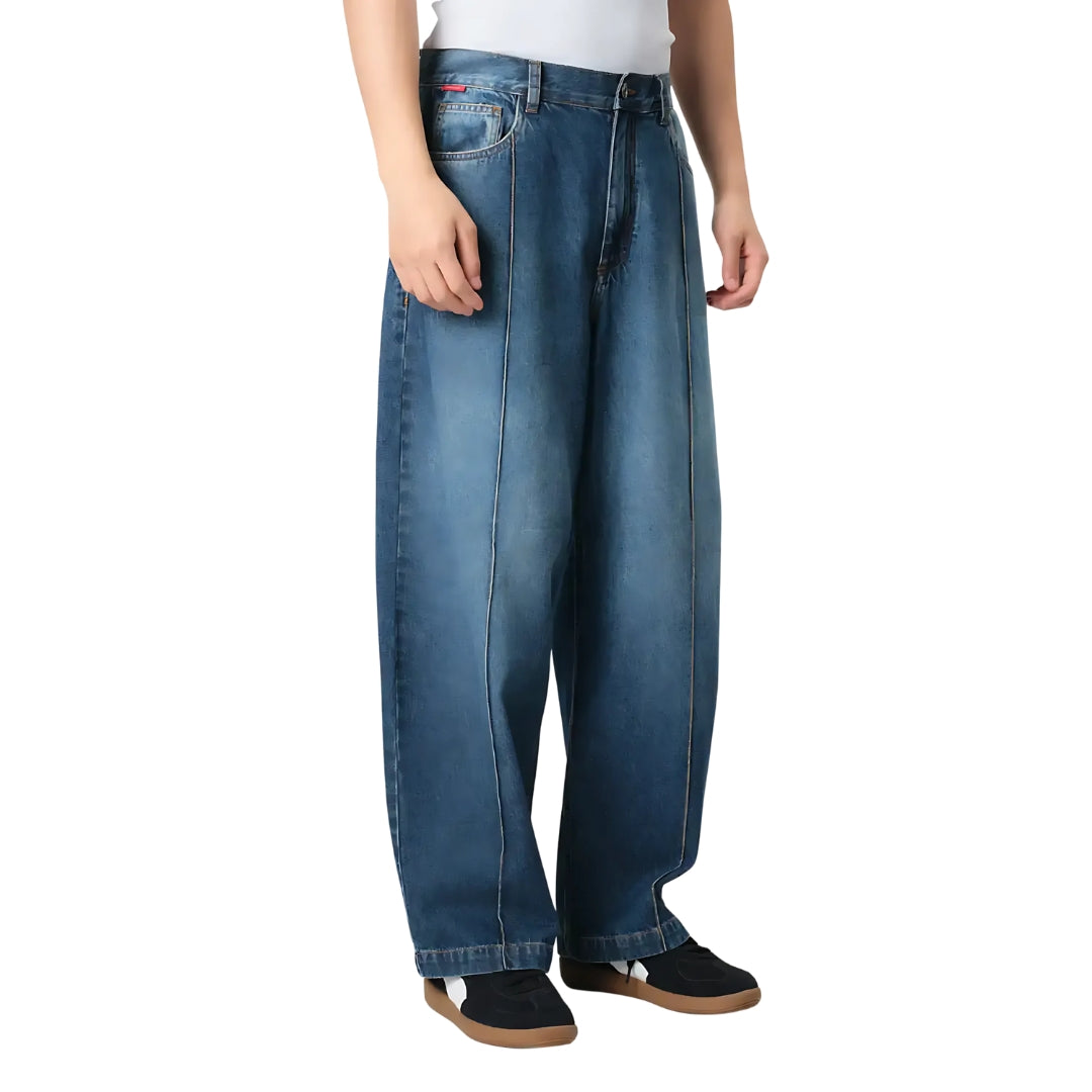 Calça The Saint - Straight Denim Lines - Blue