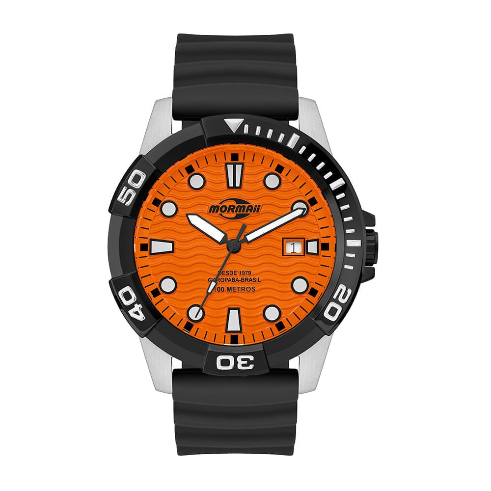 Relógio Mormaii Steel Basic Preto/Laranja - MO2317AK/2L