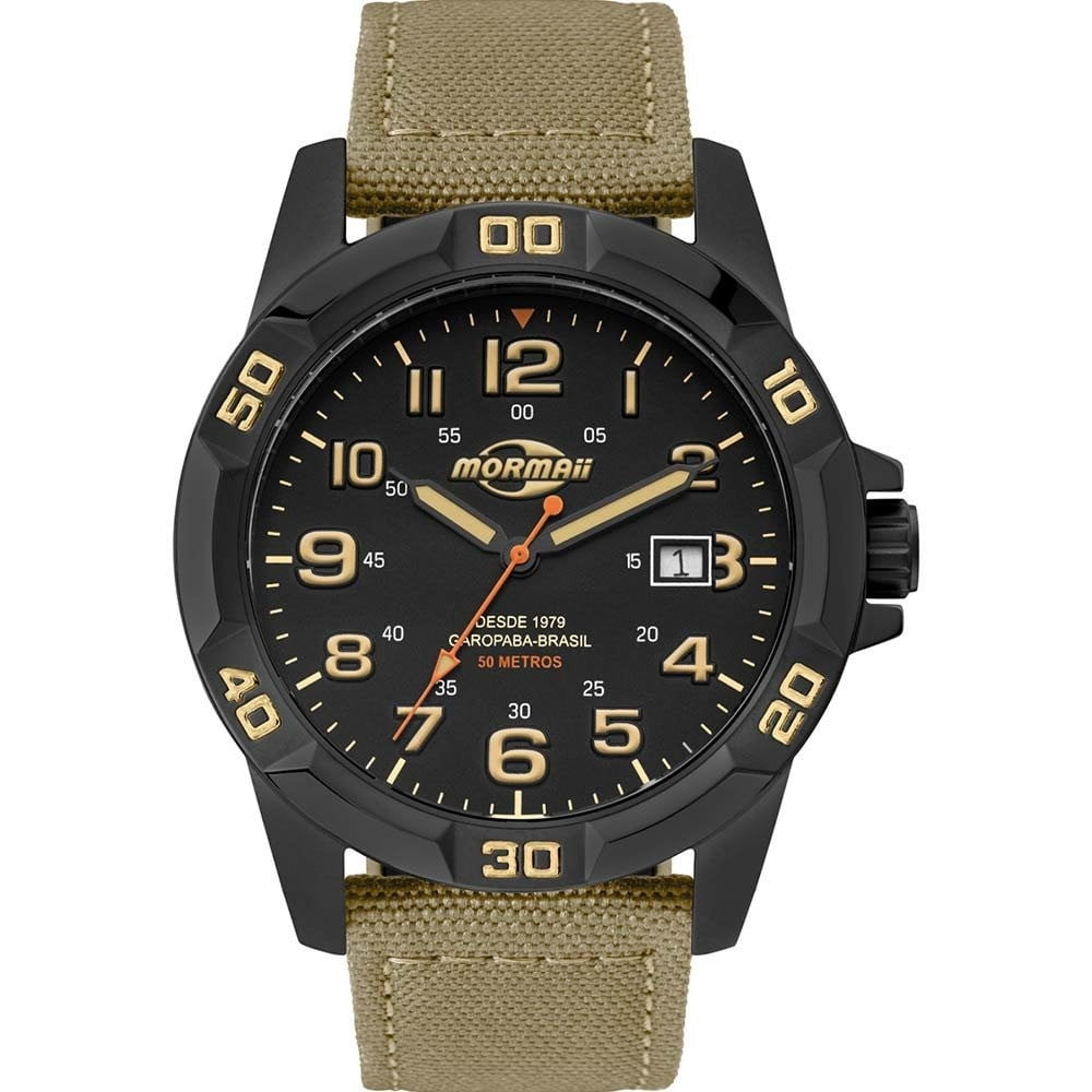 Relógio Mormaii Steel Analógico Preto/Bege - MO2317AB/2P