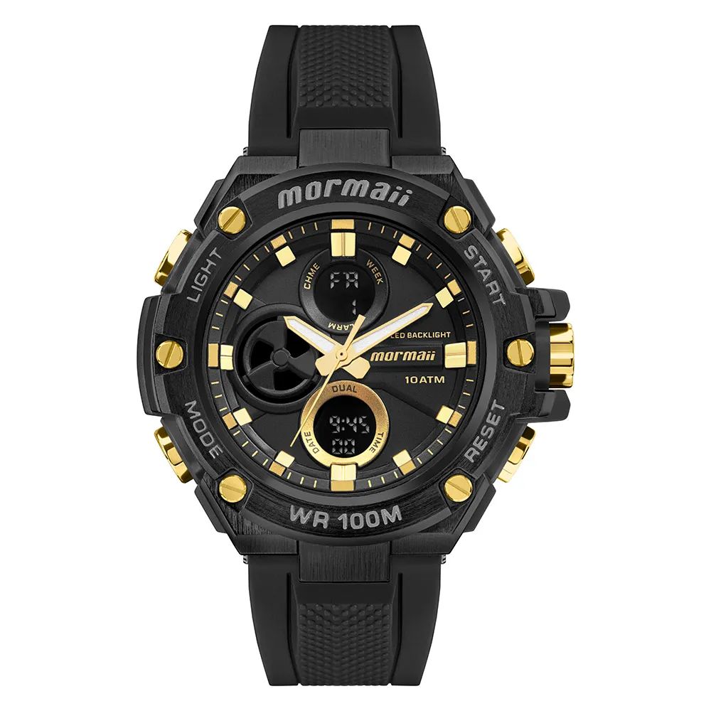 Relógio Mormaii Force Anadigi Preto/Dourado - MO8320AA/8P