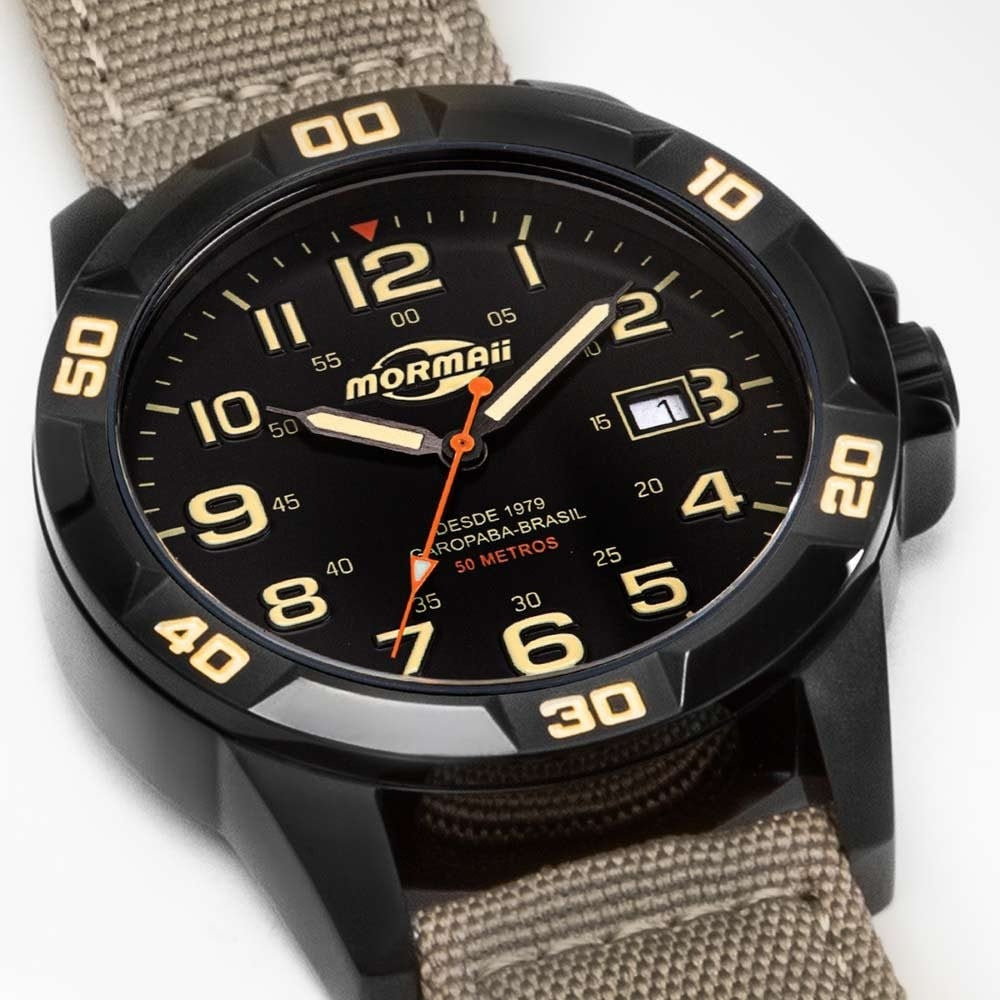 Relógio Mormaii Steel Analógico Preto/Bege - MO2317AB/2P